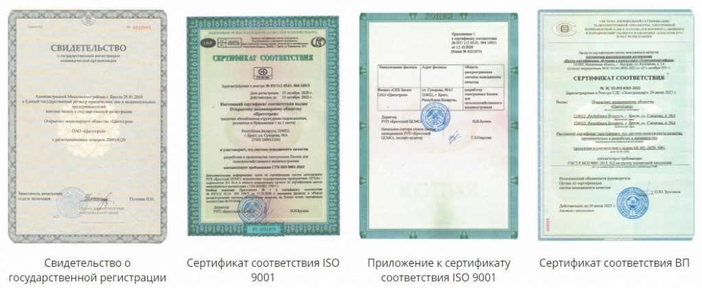 сертификаты компании
