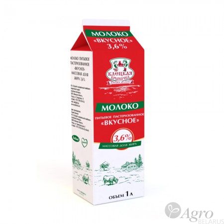 Молоко питьевое пастеризованное Вкусное 3,6% 1л Клецкая крыначка