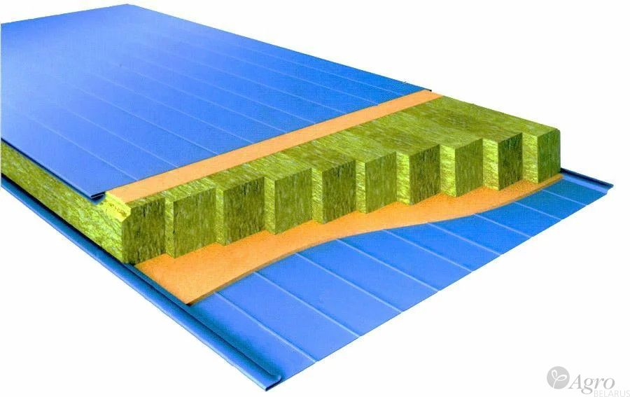 Сэндвич-панель трехслойная стеновая EcoPanel с утеплителем из минераловатных плит