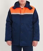 Куртка зимняя с капюшоном с оранжевой вставкой