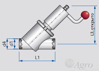 Клапан наклонный односедельный DN 25 сварка/сварка ручной привод