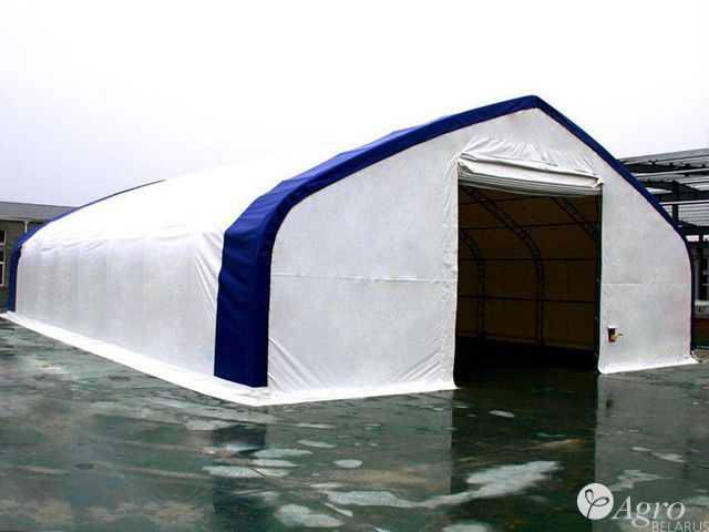 Ангар тентовый с двускатной крышей 5.5x20x5.3 м