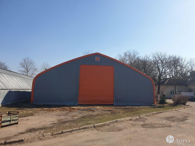 Ангар тентовый с двускатной крышей 5.5x20x5.3 м